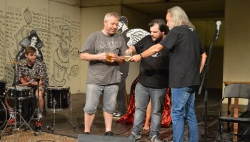 Křest sbírky Petra Hrušky. Foto: Jan Gogin Tomášek, Facebook